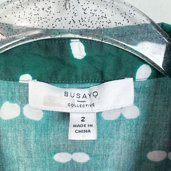 BUSAYO COLLECTIVE | Colorblock Polka Dot Belted Mini Shirt Dress Women’s Size 2 - Picture 9 of 11